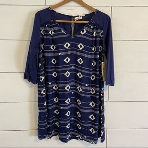 Roxy Navy Blue Print Dress/Tunic. Size Medium. NWT